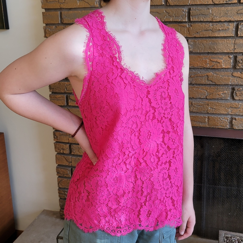 Lace Hot Pink Tank Joie Cina